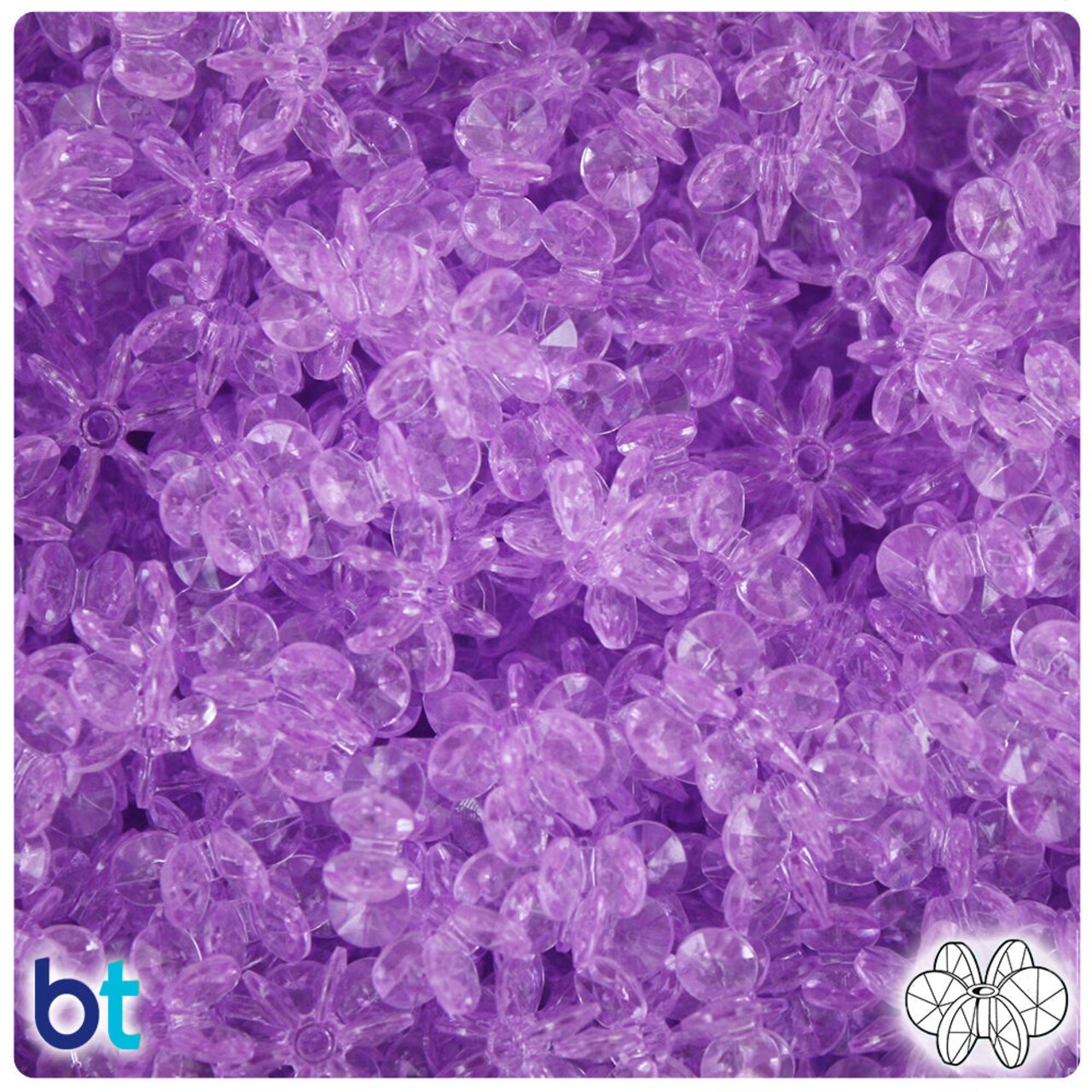 BeadTin Light Amethyst Transparent 12mm SunBurst Plastic Craft Beads (450pcs)